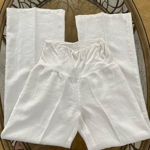 White Linen Pants Beach Coverup size Large